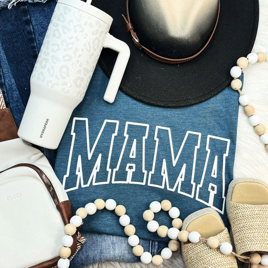 Mama - White Puff Print Tee