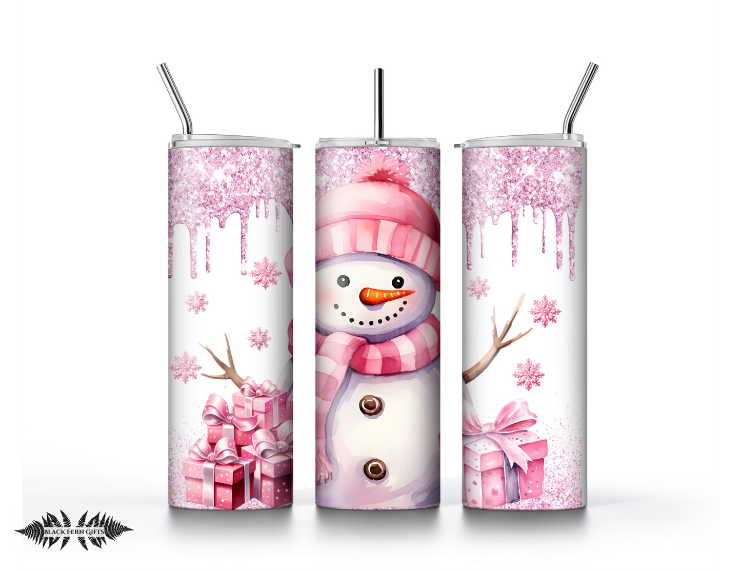 Pink Snowman Tumbler