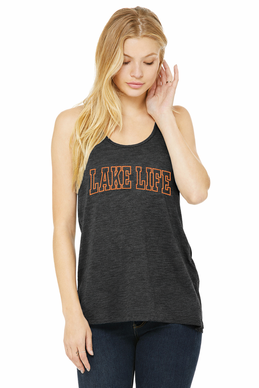 Lake Life Racerback Tank (Orange Puff Print)