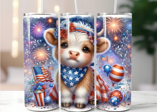 Patriotic Cow Tumbler