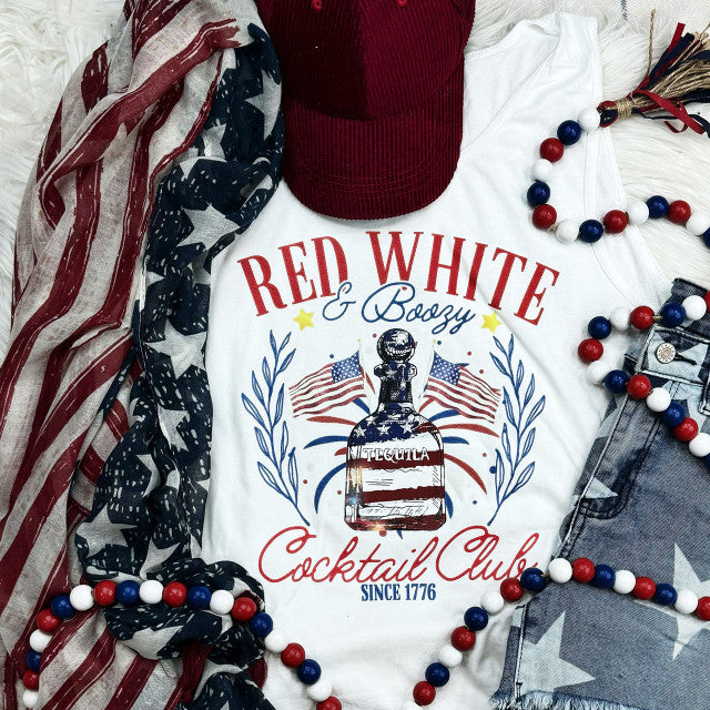 Red White & Boozy Cocktail Club Tee