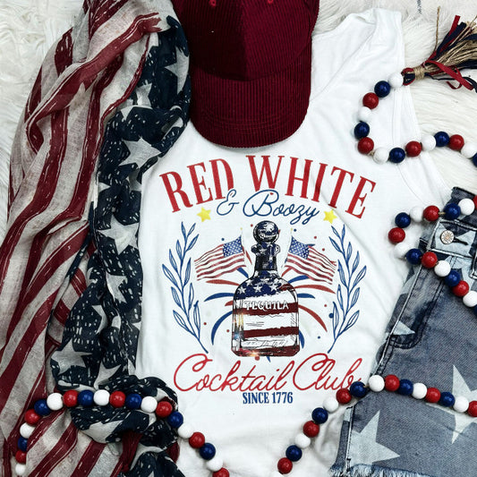 Red White & Boozy Cocktail Club Tee