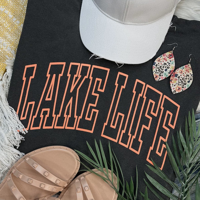 Lake Life Tee (orange puff print)